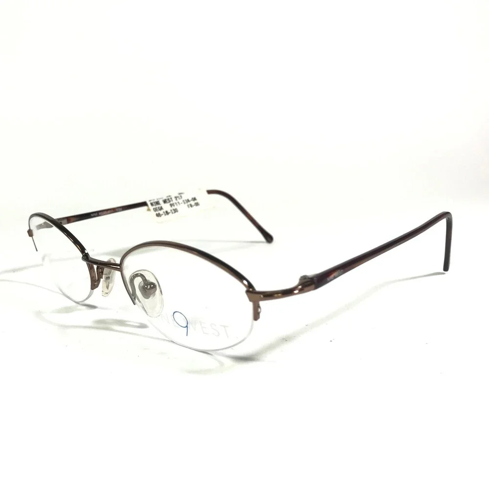 Nine West Petite Eyeglasses Frames 217 EG4 Brown Round Half Rim 46-18-130